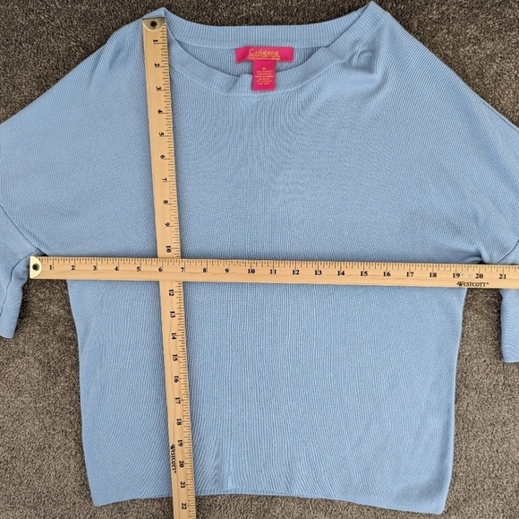 CATHERINE Malandrino layered long sleeve sky blue sweater women's Medium - Picture 4 of 7